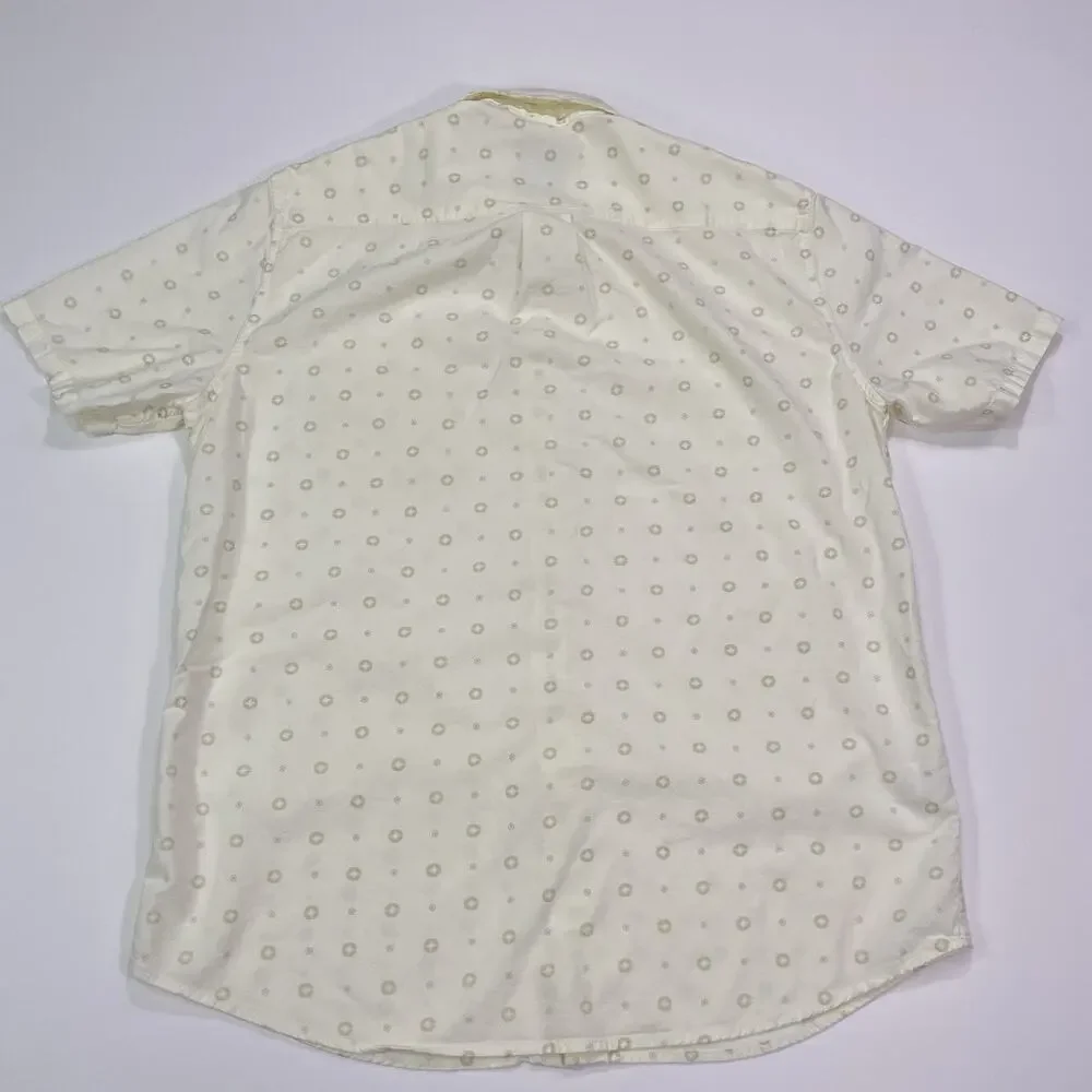 Katin Button Up Shirt Men’s Medium Short Sleeve Cream Print AOP Casual
